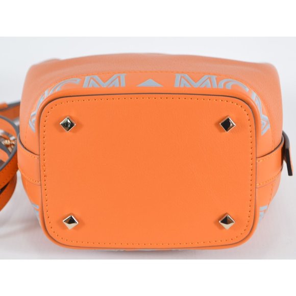 New MCM Milano Maple Leather Mini Contrast Logo Drawstring Crossbody Purse Bag - Picture 7 of 11